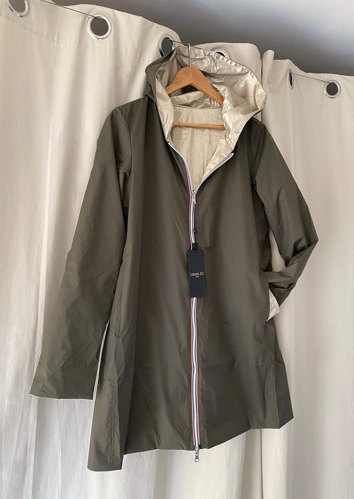 LAURA JO - Imperméable réversible léger GARANCE LONG - Kaki/Doré