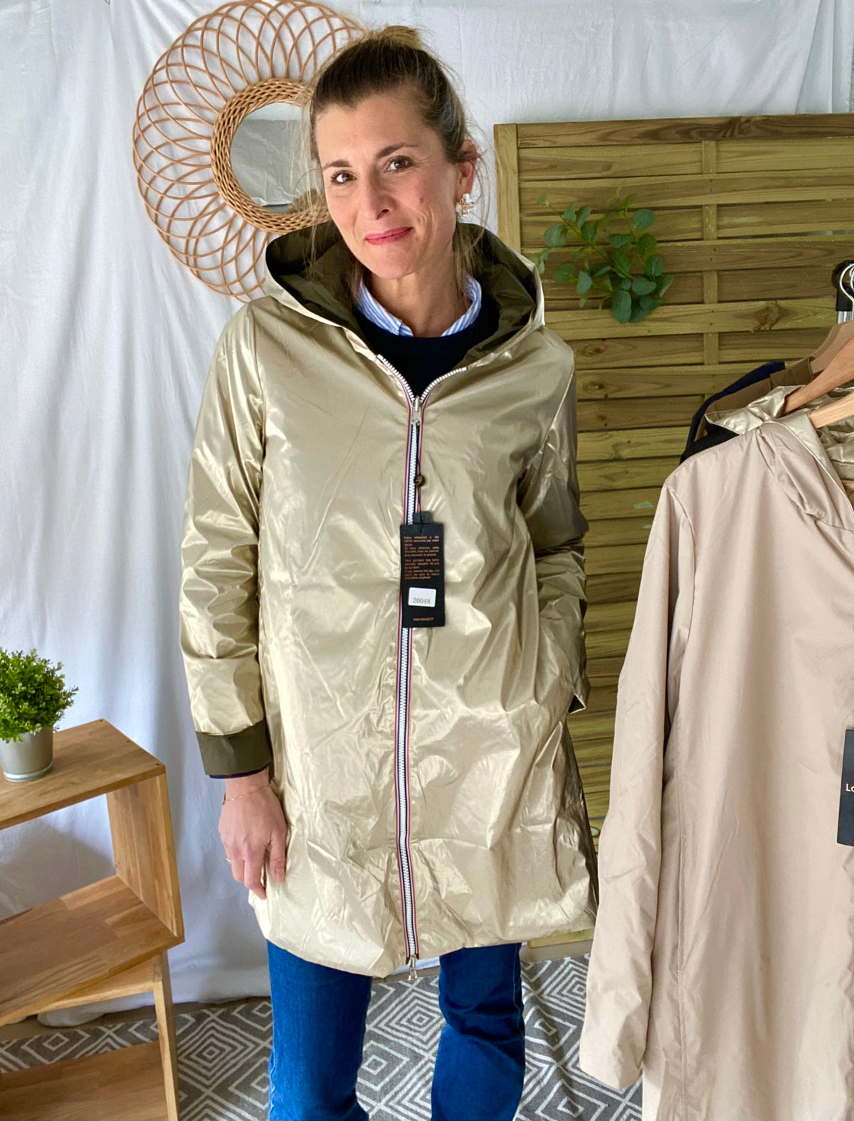 LAURA JO - Imperméable réversible léger GARANCE LONG - Kaki/Doré