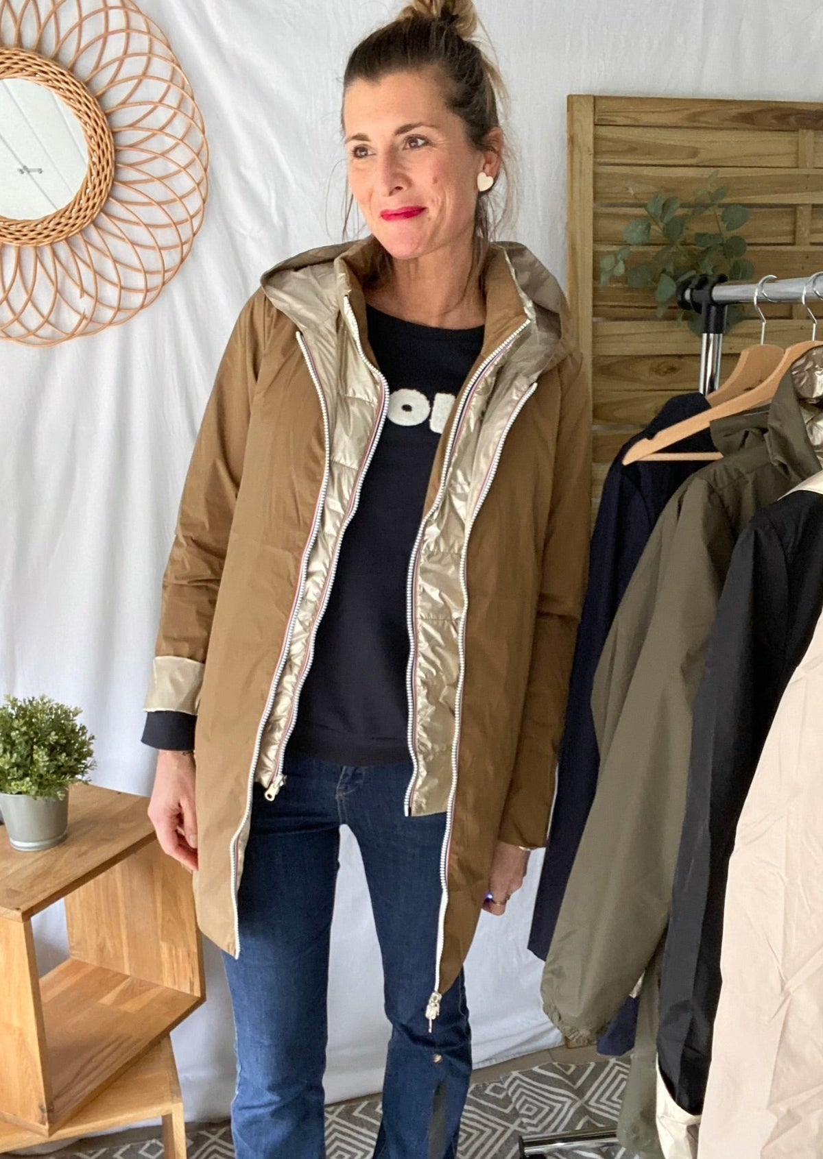 LAURA JO - Imperméable réversible léger GARANCE LONG - Camel/Doré