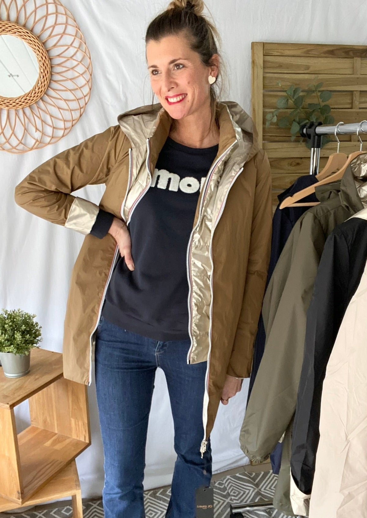 LAURA JO - Imperméable réversible léger GARANCE LONG - Camel/Doré