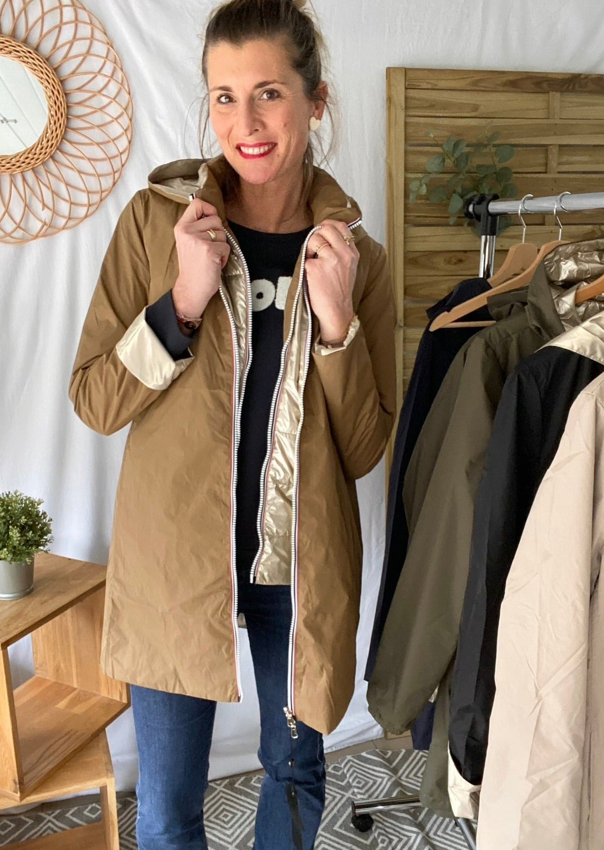 LAURA JO - Imperméable réversible léger GARANCE LONG - Camel/Doré