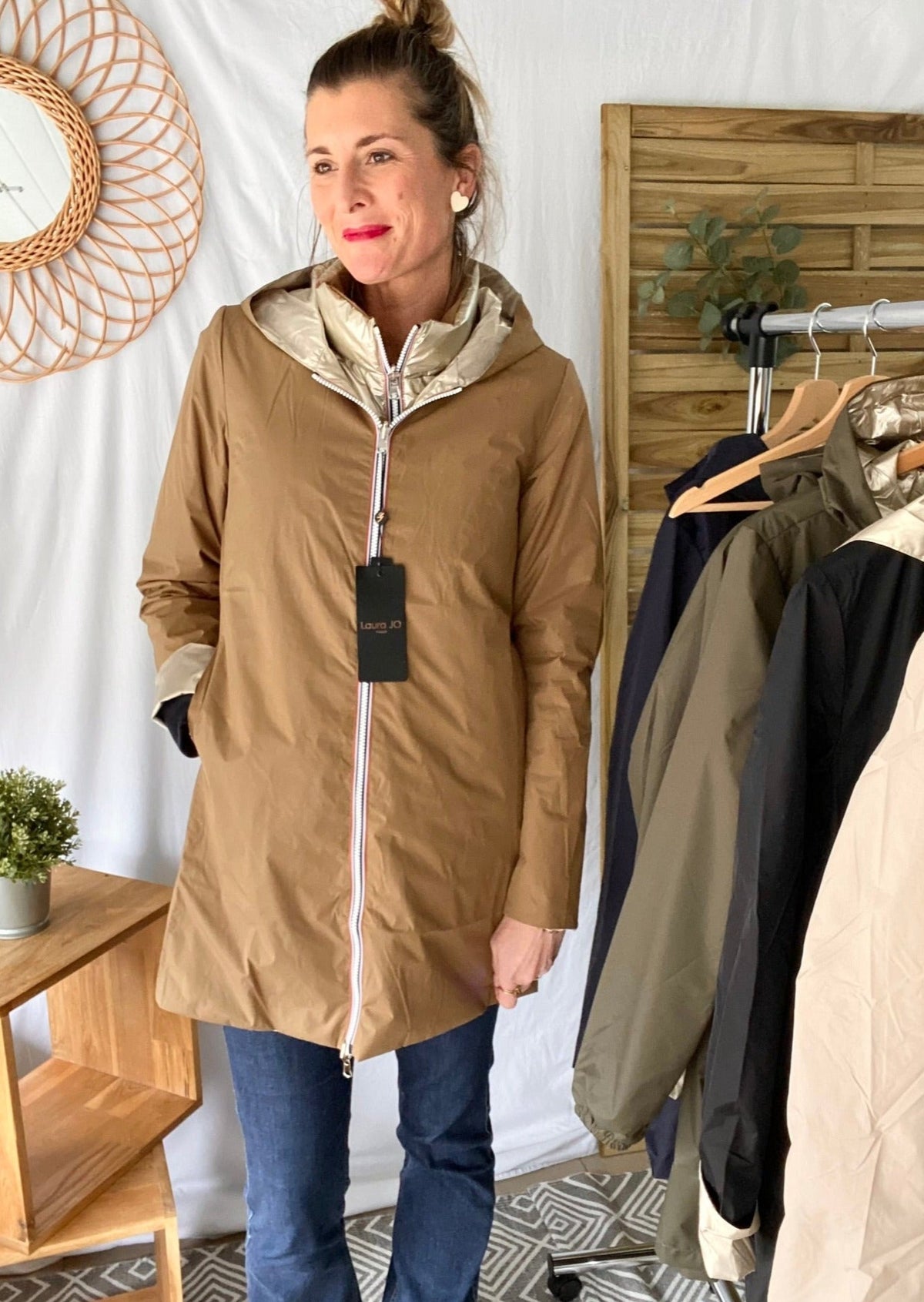 LAURA JO - Imperméable réversible léger GARANCE LONG - Camel/Doré