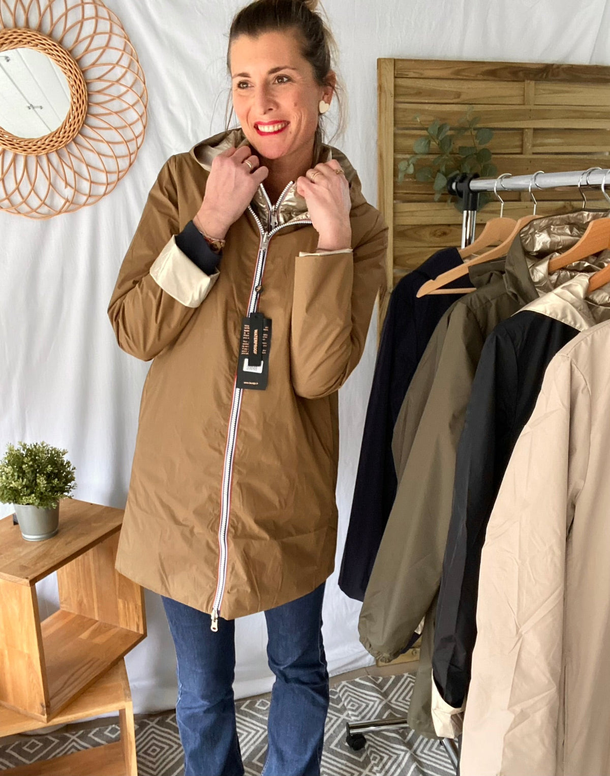 LAURA JO - Imperméable réversible léger GARANCE LONG - Camel/Doré