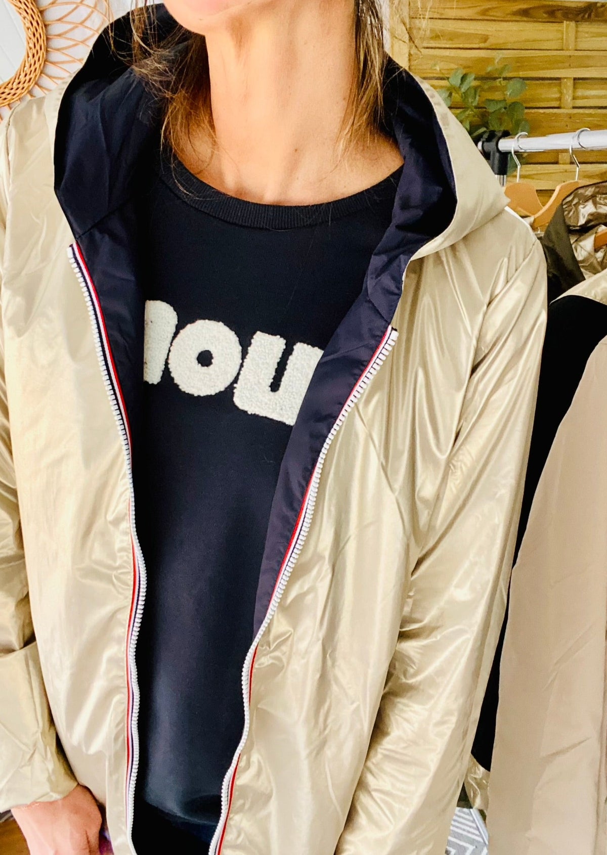 LAURA JO - Imperméable réversible léger GARANCE LONG - Marine/Doré