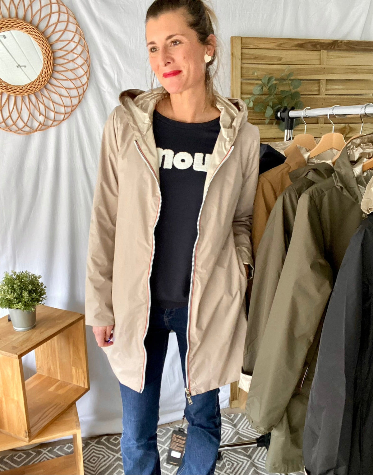 LAURA JO - Imperméable réversible léger GARANCE LONG - Beige/Doré