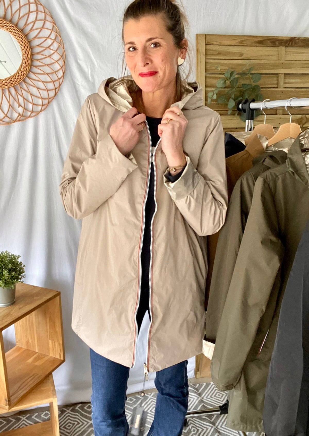 LAURA JO - Imperméable réversible léger GARANCE LONG - Beige/Doré